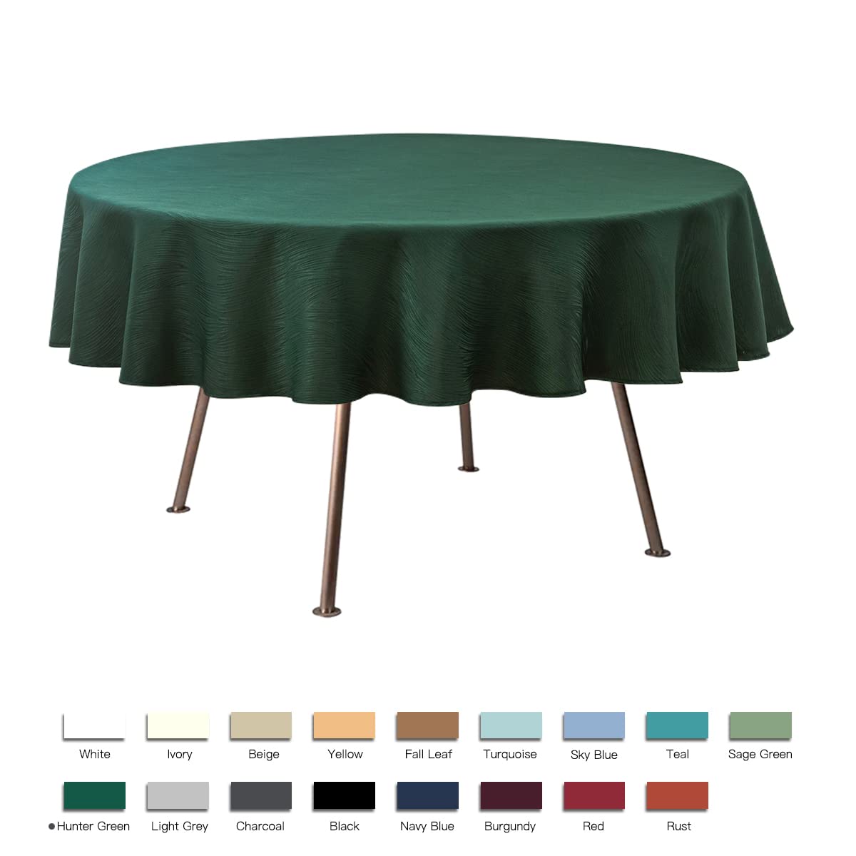 Maxmill Christmas Hunter Green Tablecloth, Spill-Proof And Water Resistance Heavy Weight Soft Circular Table Cloth For Christmas
