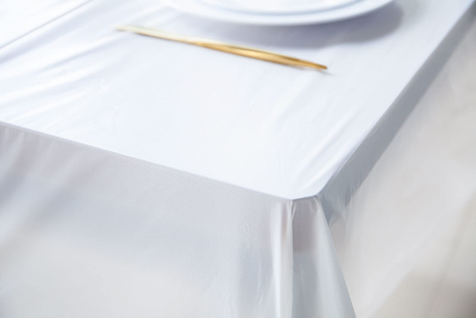 Plastic Table Cloth For Parties, Disposable Tablecloth 54'' X 108'', Pack Of 6, White Rectangle