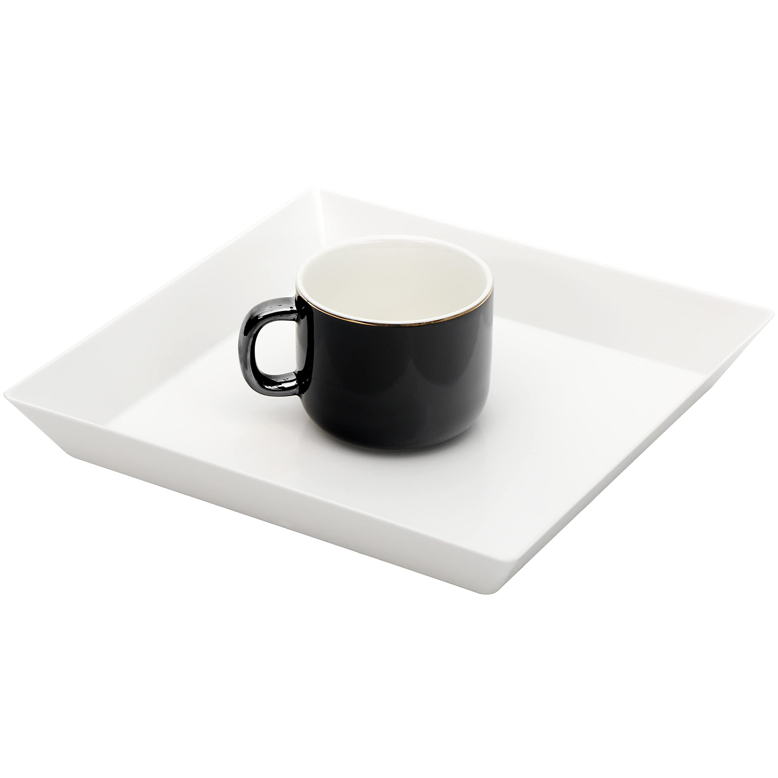 Youngever 3 Pack Plastic Serving Trays, Square Serving Platter For Parties, 10 Inch X 10 Inch (White)