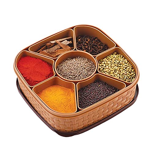 Puthak Plastic Square Masala Box  Assorted Colour, 1 Pc