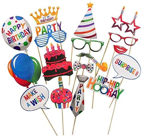HK Balloons Set of 20 Multi Color Photo Booth Board Props (Birthday Party)