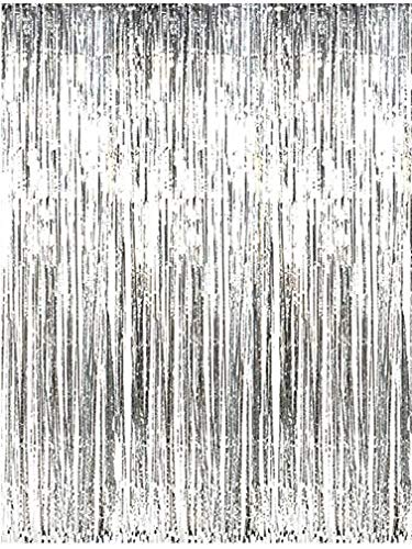 Silver Foil Curtain Pack of 1 for Birthday, Wedding,Anniversary, Graduation, Retirement, Baby Shower and Photo Booth Props Decor