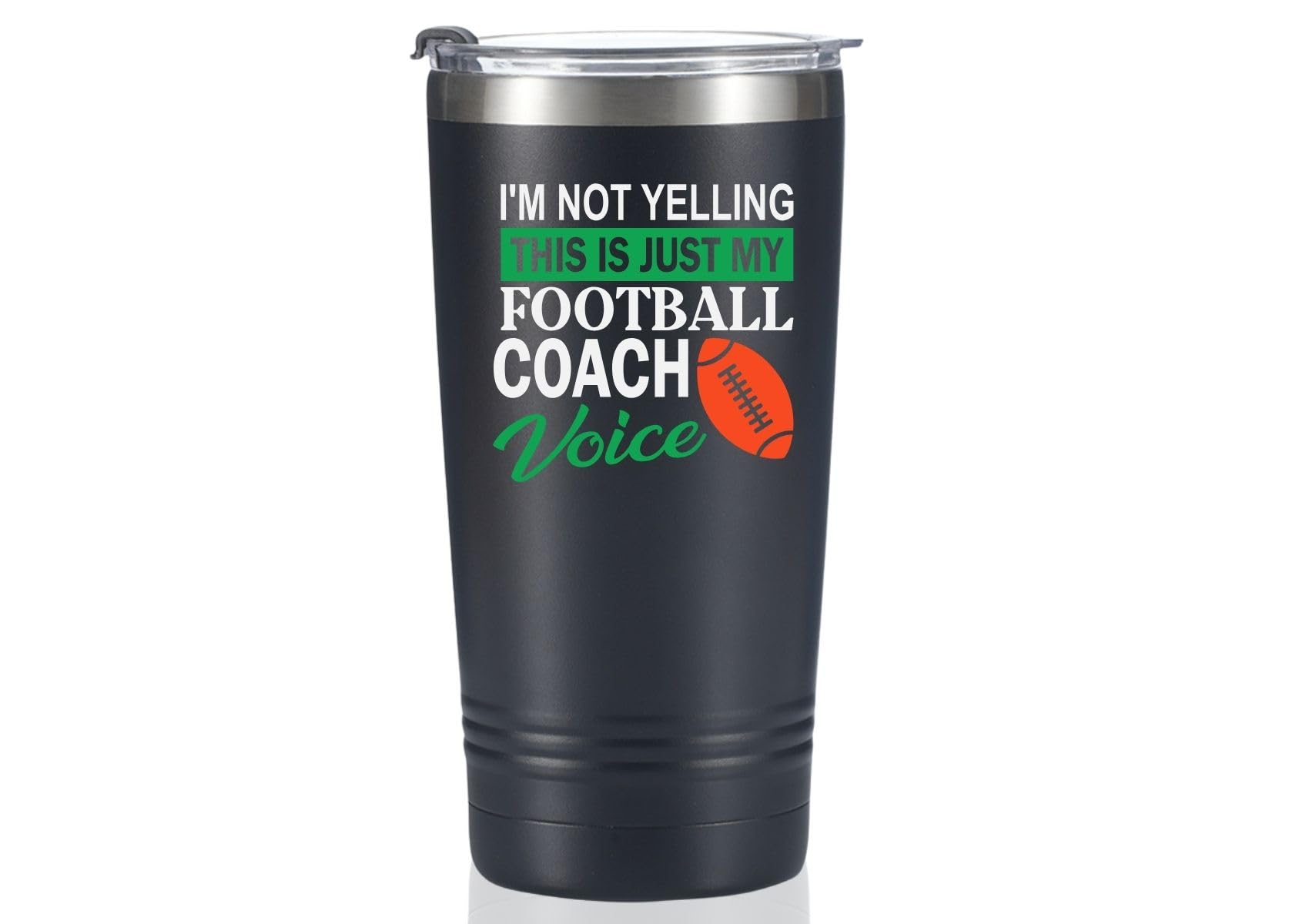 Onebttl Football Coach Gifts For Football Lovers, Players, Coaches, 20 Oz Stainless Steel Travel Tumbler With Lid & Straw, Black