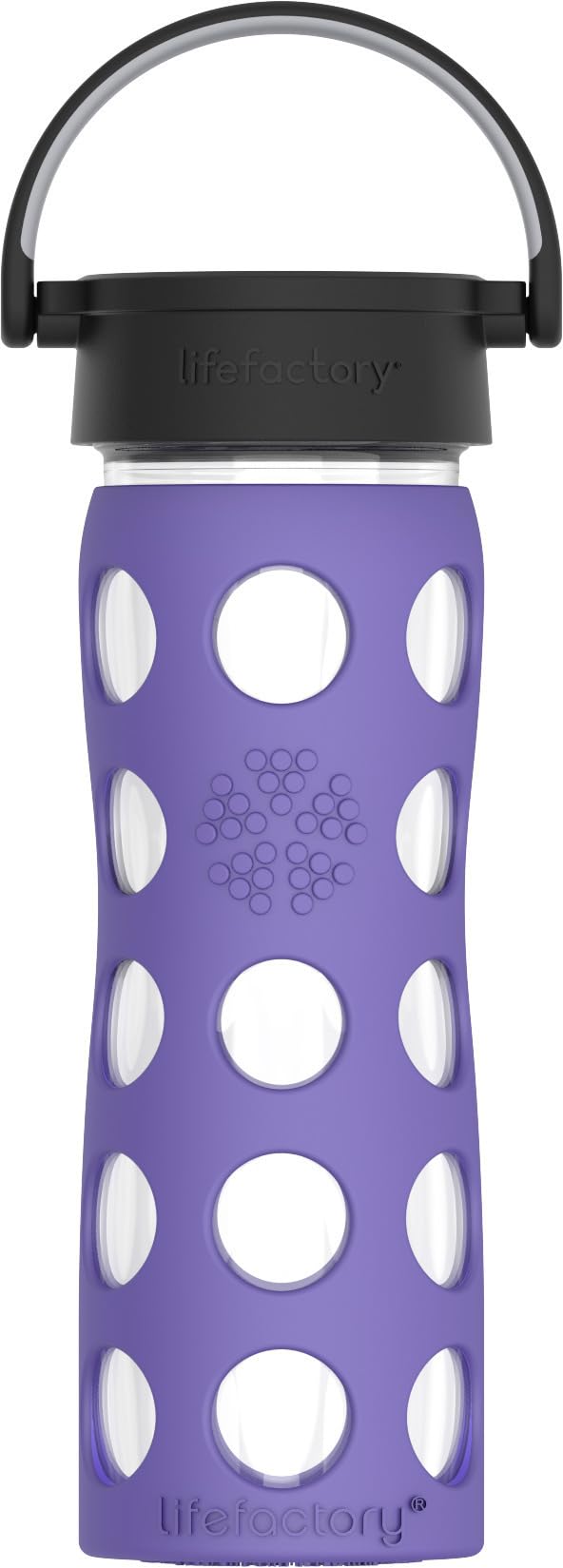 Lifefactory 16oz Glass Water Bottle with Classic Chug Cap, Royal Purple