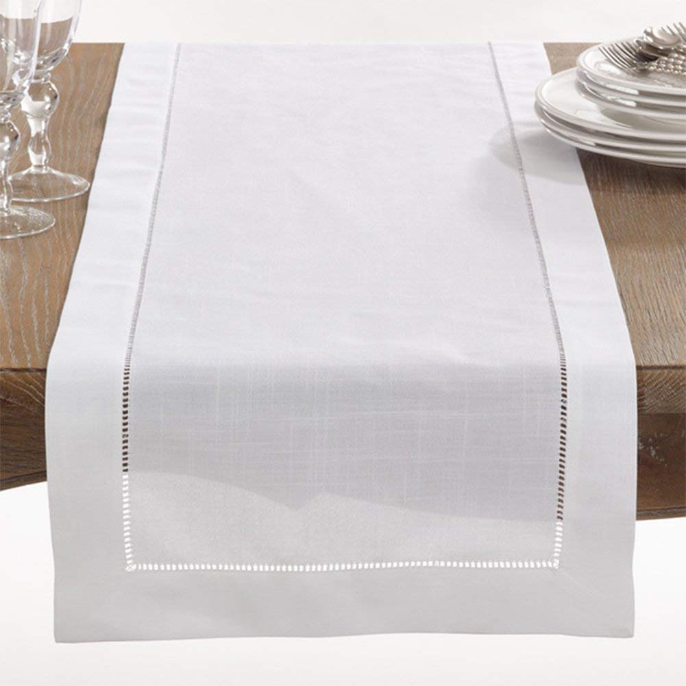 Fennco Styles Classic Solid Color Hemstitch Border Table Runner For Dining Table, Banquet, Wedding, Family Dinner, 16 X 36 Inch,