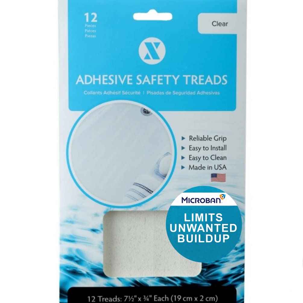 Slipx Solutions Microban-Infused Non-Slip Adhesive Safety Treads | Anti-Slip Bathroom Accessories - Bathtub, Shower, Pool, Boat,