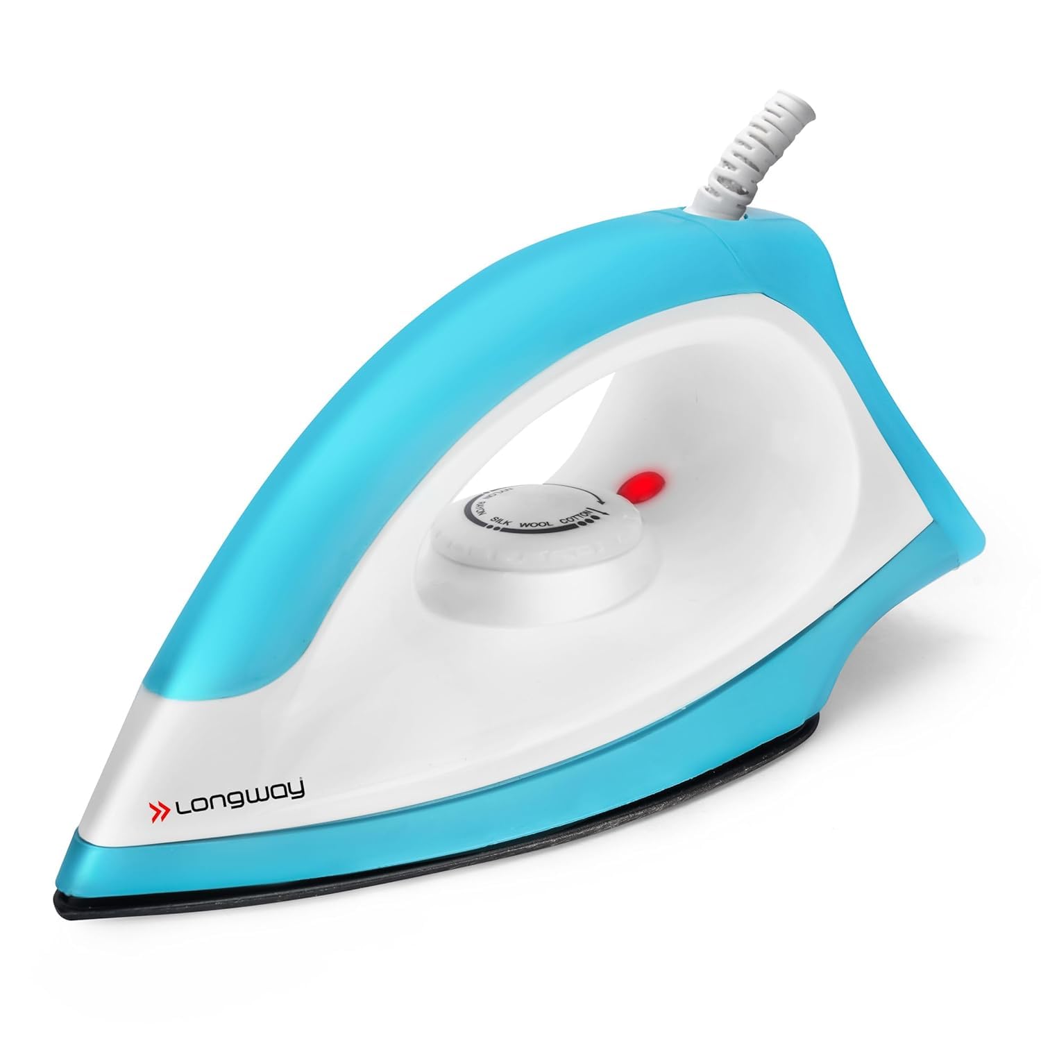Longway Kwid Light Weight NonStick Teflon Coated Dry Iron, Electric Iron For Clothes | 2 Year Warranty| (1100 Watt, Blue)