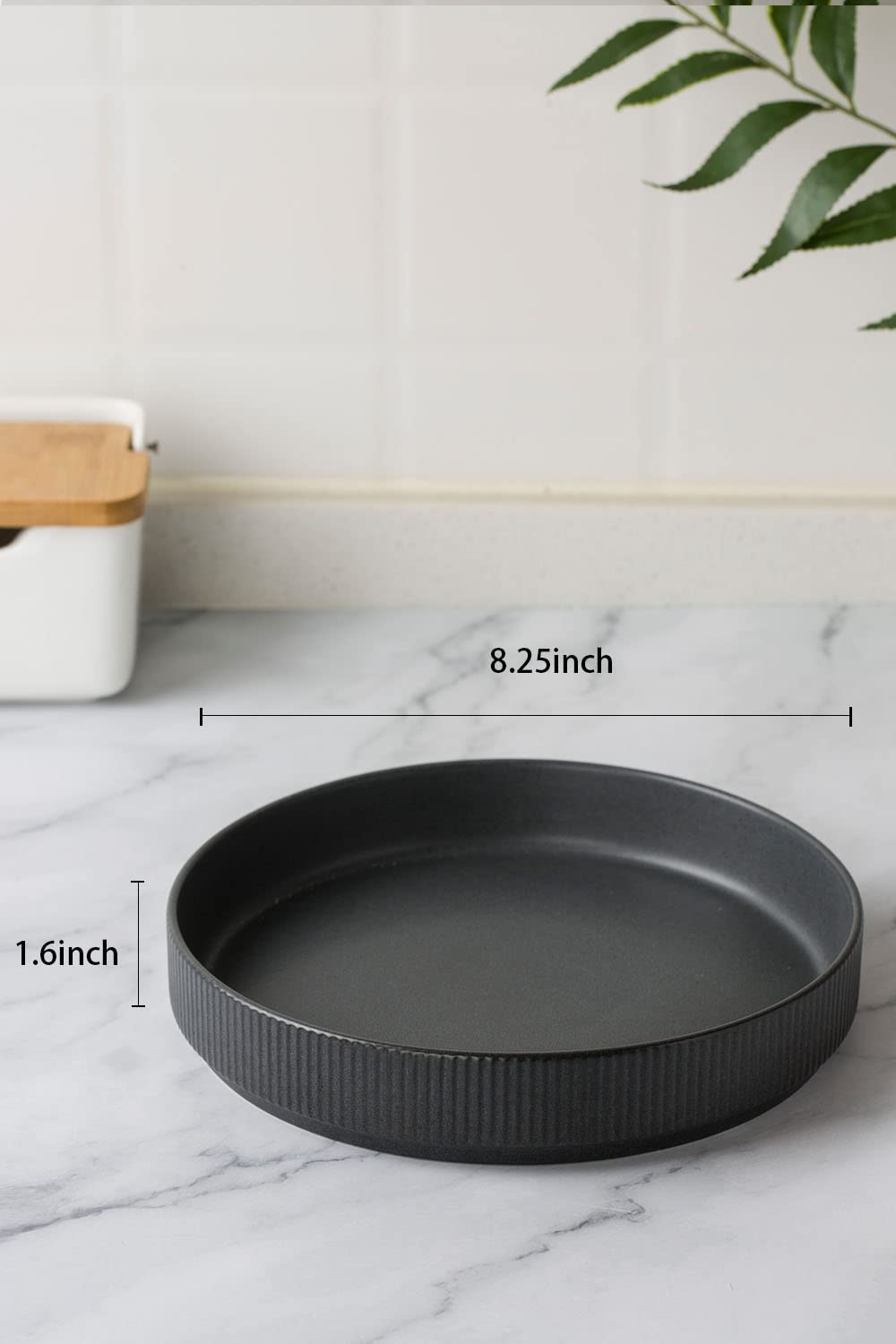 Famiware Star 8.25'' Pasta Bowls, Large Dinner Bowls Set Of 4, Salad Bowl Plates, Shallow Bowls For Eating, Matte Dark Charcoal