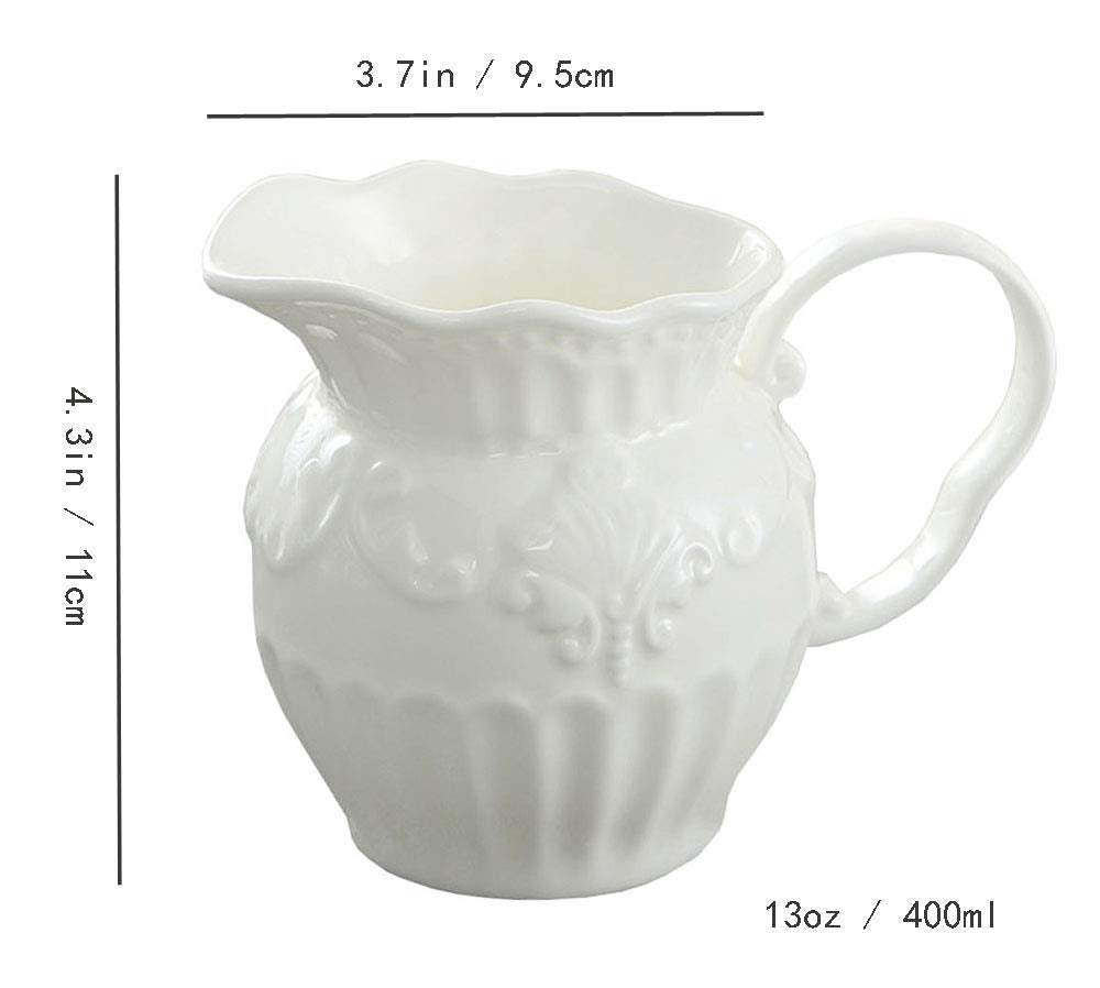 Fuyu Relief White Ceramic Creamer And Sugar Bowl Set Coffee Serving Set Cream Pitcher