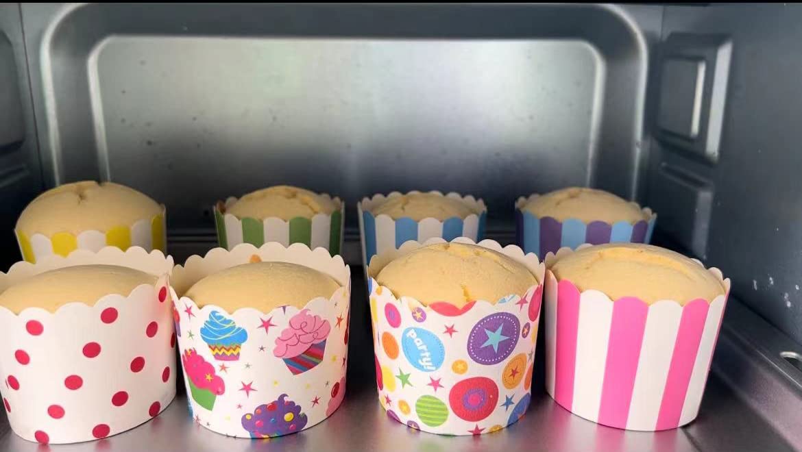 Gabkey 100Pcs Random Colorful Premium Greaseproof Cupcake Paper Liners No Muffin Pan Needed Cupcakes Papers
