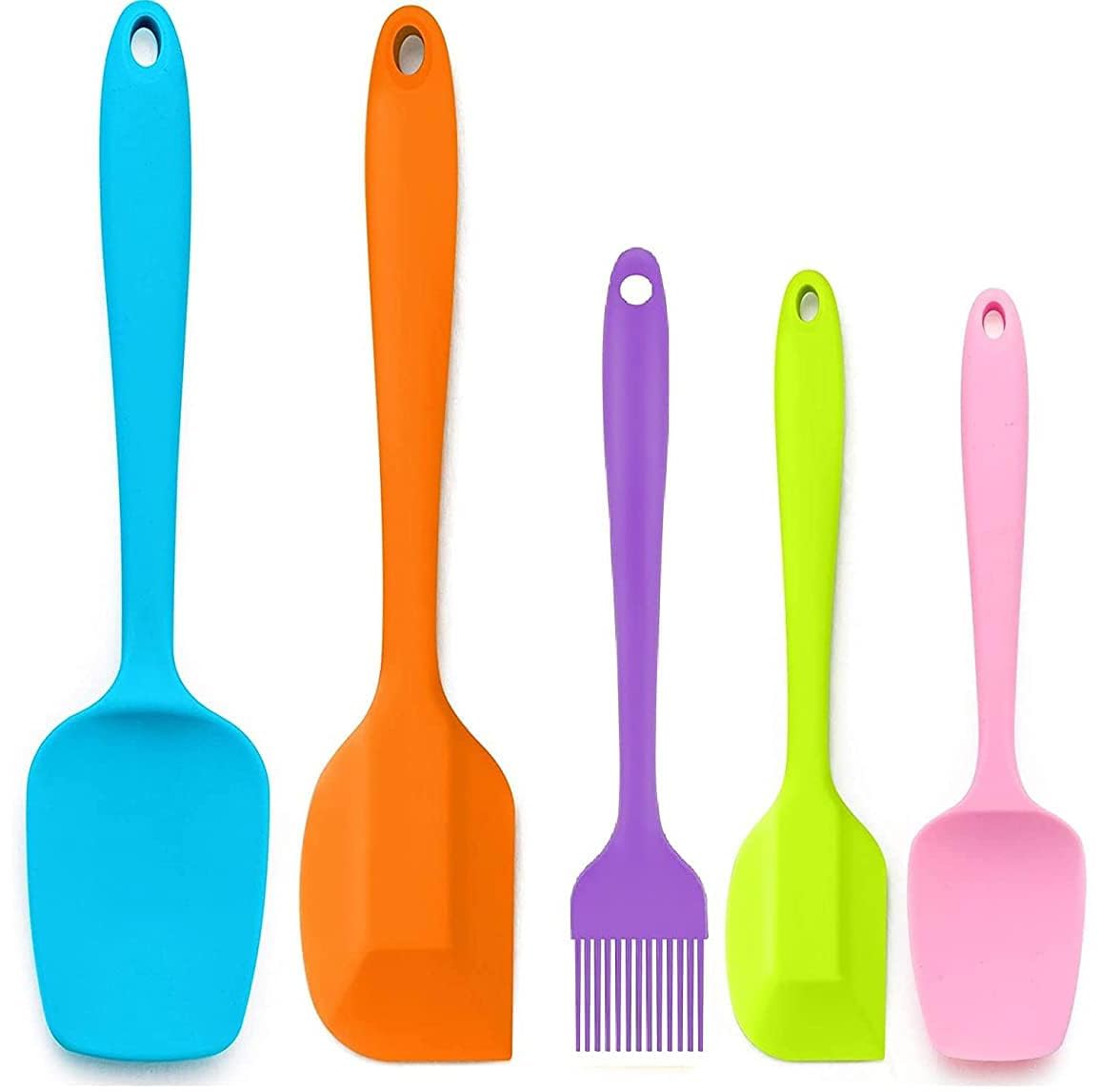 P Plus Fire Spatula Kitchen Utensils  5 Pieces Silicone Spatula Set Heat Resistant, Cooking Utensils Food Grade Rubber Spatulas
