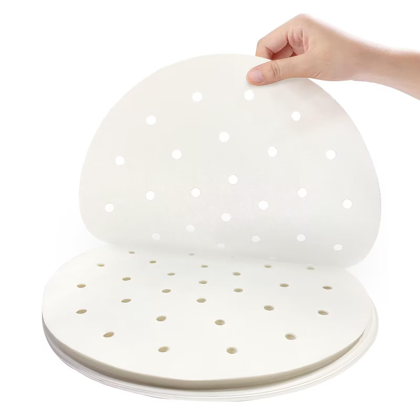 Air Fryer Liners - 7'' 8.5'' 9''10'' Parchment Paper Bamboo Steamer Liners Perforated Anti-Stick Waterproof 100% Pure Raw Wood P