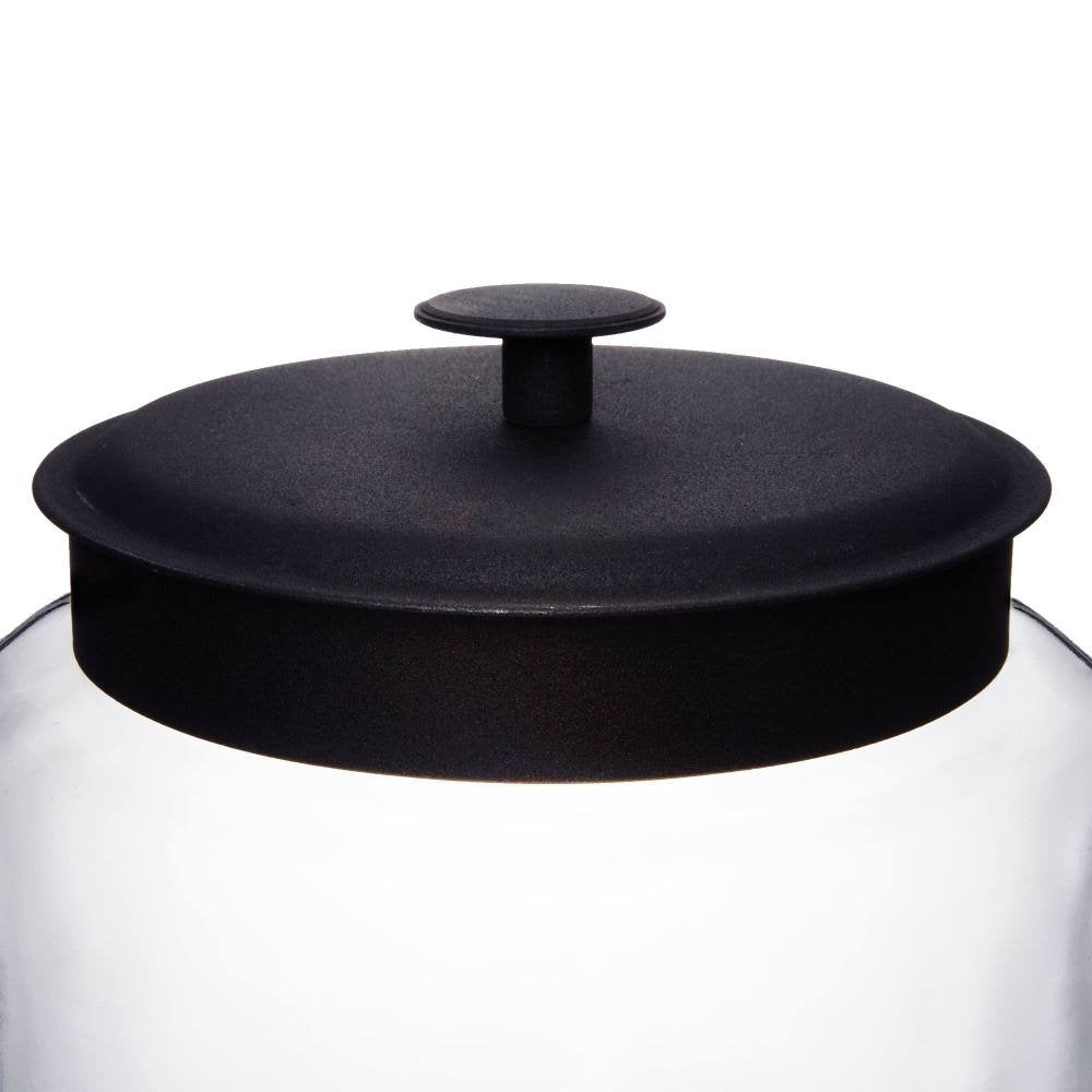 Anchor Hocking 96 Ounce Mini Montana Glass Jar With Lid (4 Piece, Black Metal, Dishwasher Safe)