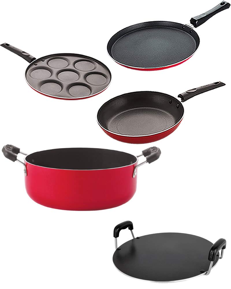 Nirlon Non Stick Pots And Pans Non Stick Cookware Set Of 5 Pieces With Bakelite Handle(2.6Mm_Ft13_Tp_Rt_Cass22_Up7)