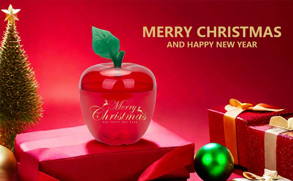 HANZE Large Red Apple-Shaped Containers - Plastic Candy Toy Filling Jar for Holiday Decorations, Back To School Teacher Apprecia