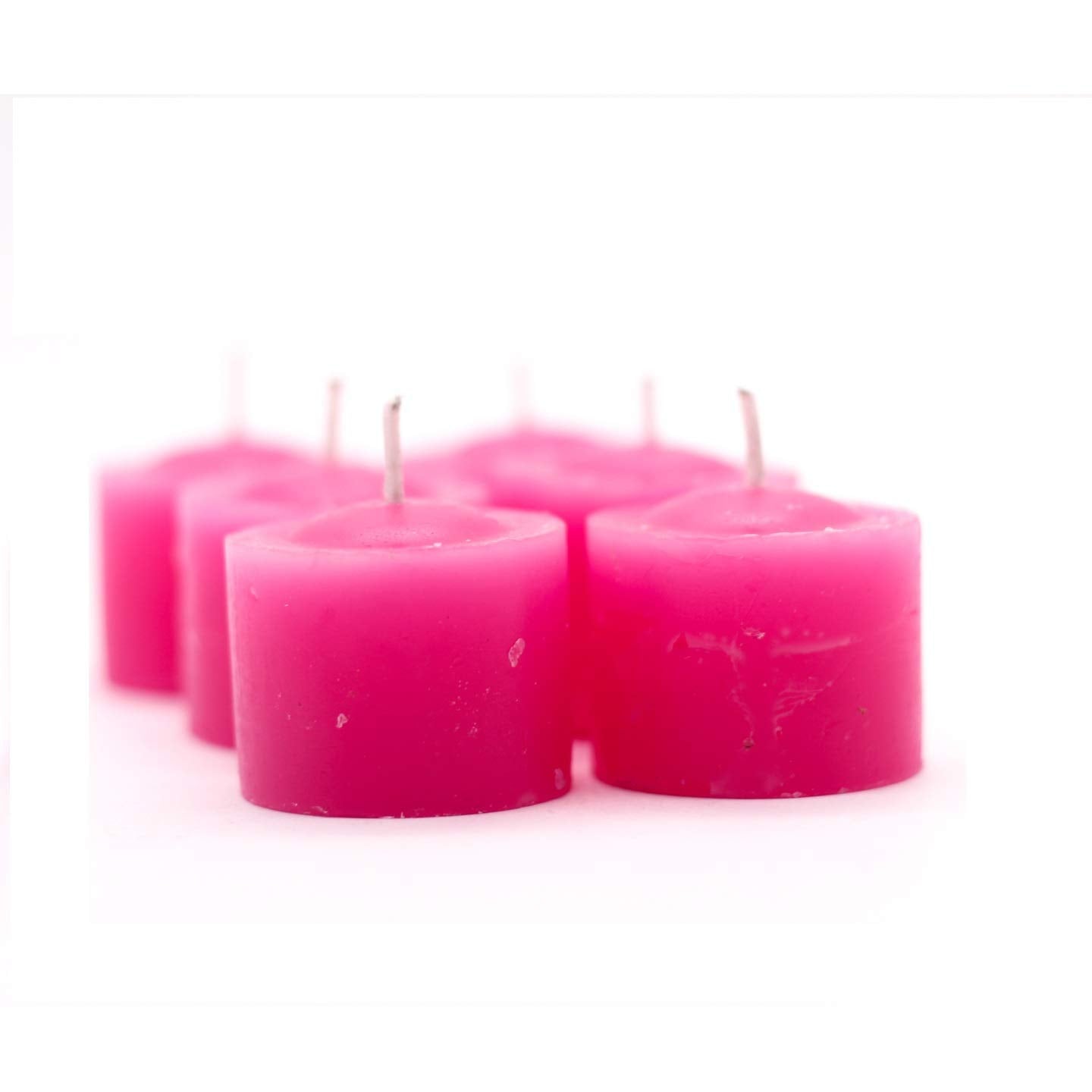 MOWIN Votive Candles Unscented Smokeless Wax Candles Set of 6 Votive Glass Candle Home Decor Small Candle 8-9 Hour (Pink Votive