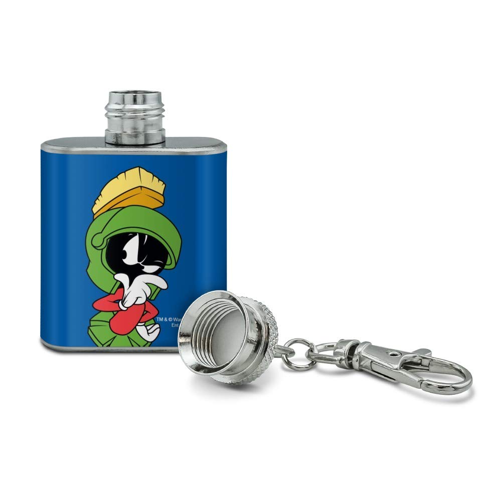Looney Tunes Marvin The Martian Stainless Steel 1Oz Mini Flask Key Chain