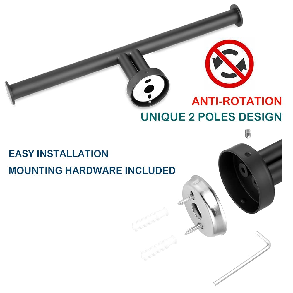 Matte Black Wall Mount Double Toilet Paper Holder for Bathroom  SUS304 Stainless Steel 2 Rolls Tissue Holder