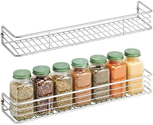 Ogfc 31449 Metal Wire Farmhouse Wall Mount Spice Rack Cabinet, Cupboard, Food Pantry, Shelf Organizer Spice Bottle Rack Holder 