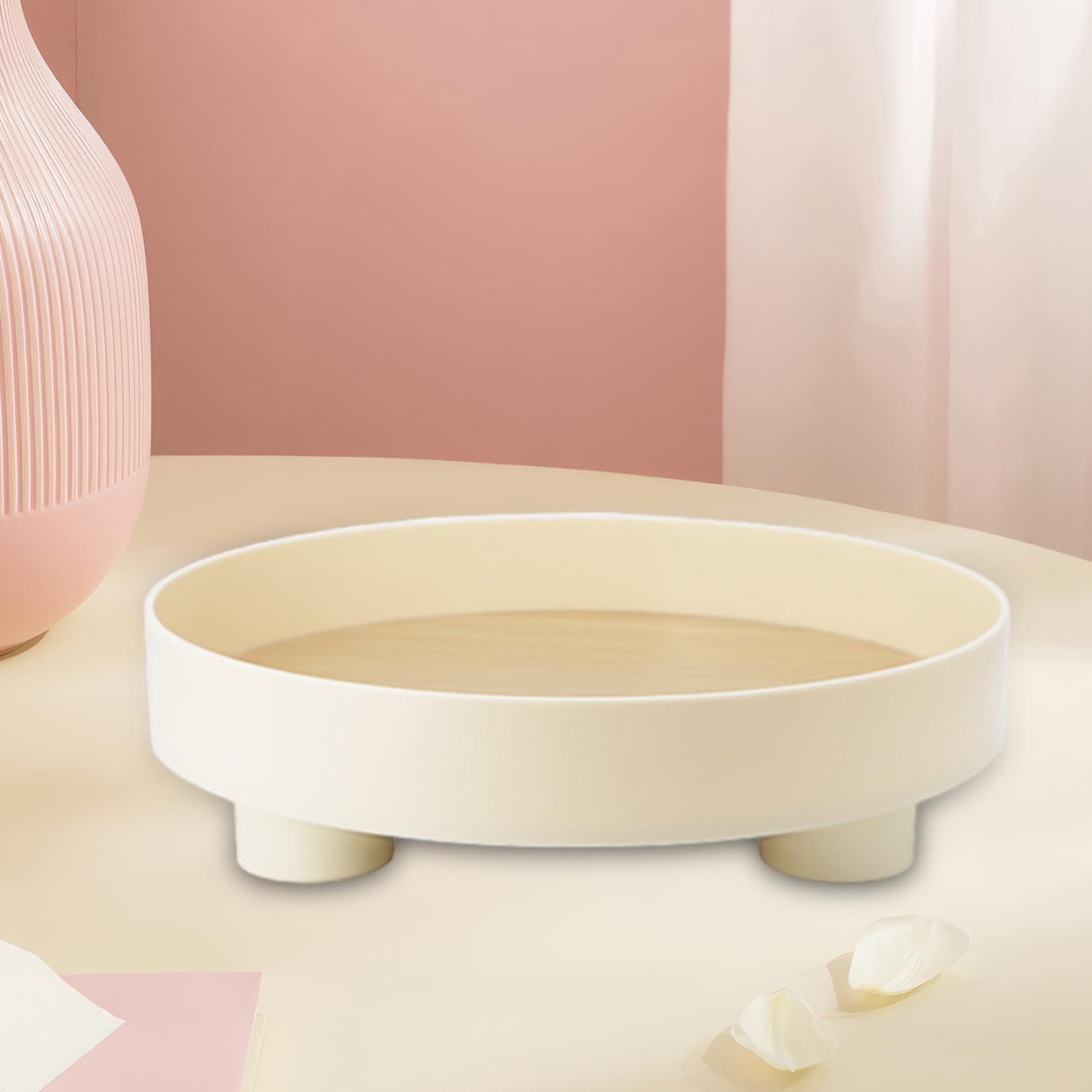 Trendynest Serving Tray Multifunctional Portable Round Vanity Tray For Hotel Fruit Bar White