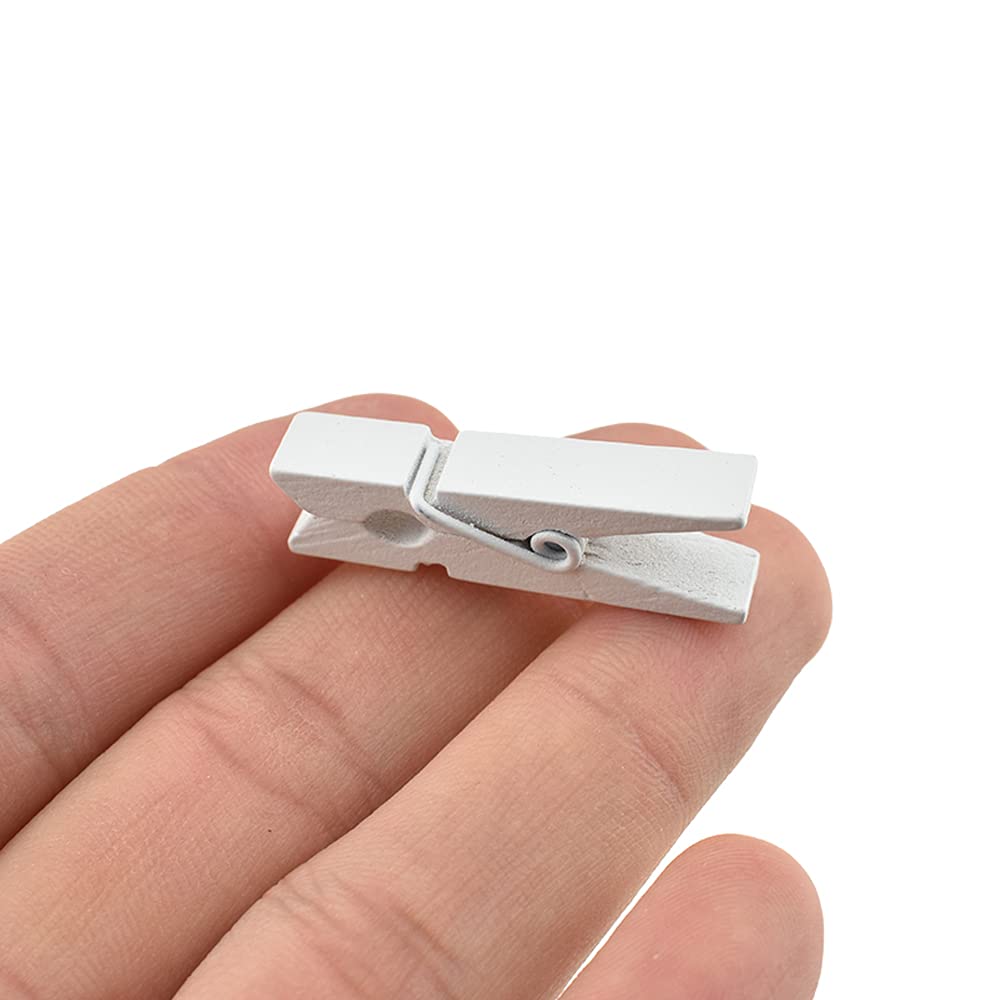 Hahiyo White Wooden Clothes Pins Clothespins Small Do Not Fall Apart 1.38 Inches Length 50 Pack Sturdy Strong Springs No Rust No