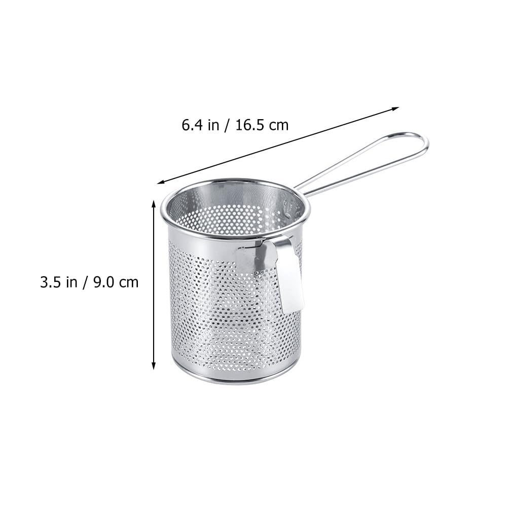 DOITOOL Stainless Steel Pasta Strainer Basket with Handle, Fine Mesh for Boiling Dumplings and Noodles, Silver, Model MB320H3070XZ65