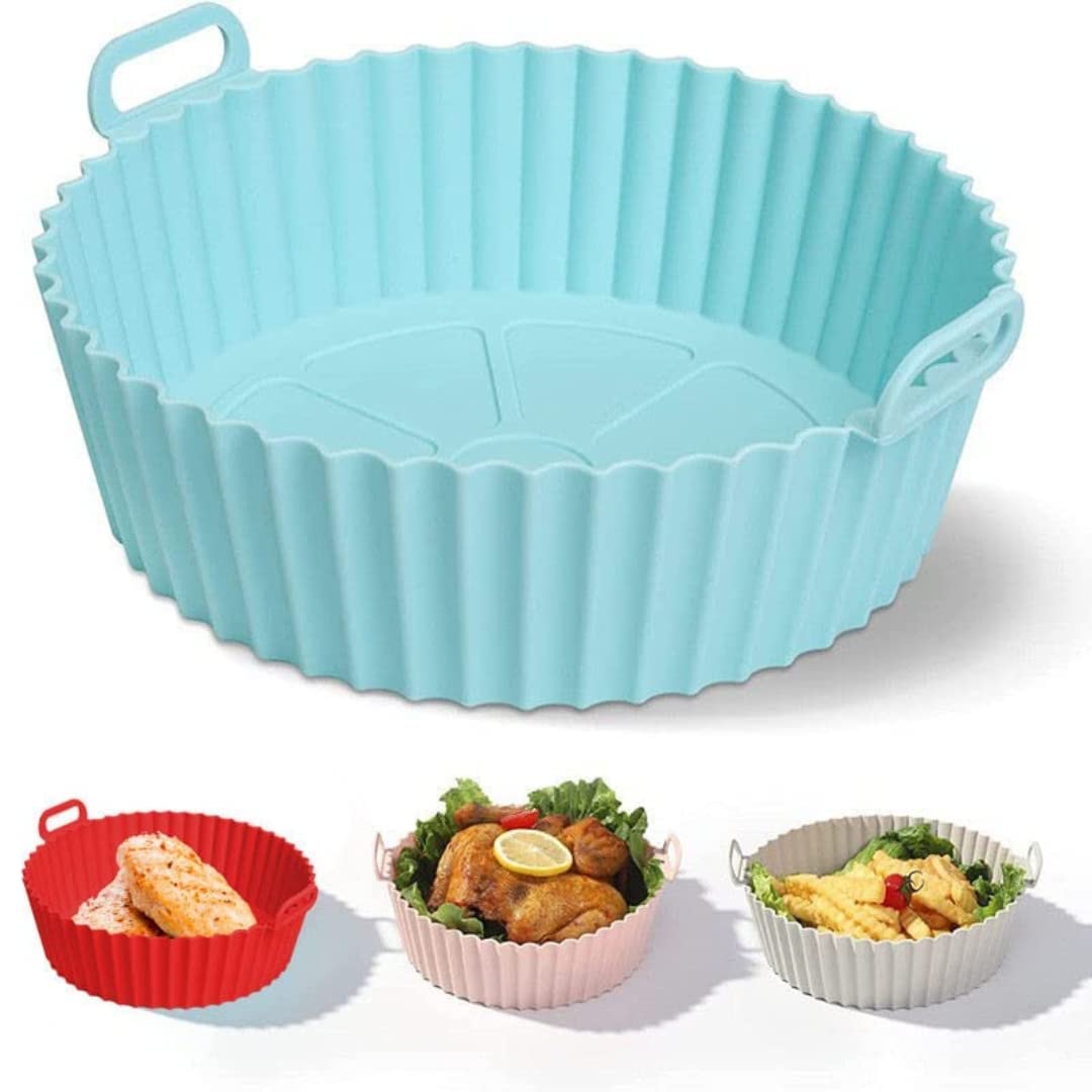 Arlicorping Air Fryer Reusable Non-Stick Silicone Liner With Ear Handles, Accessories, Round Oven Pot, Foodgrade Heat Resistant 