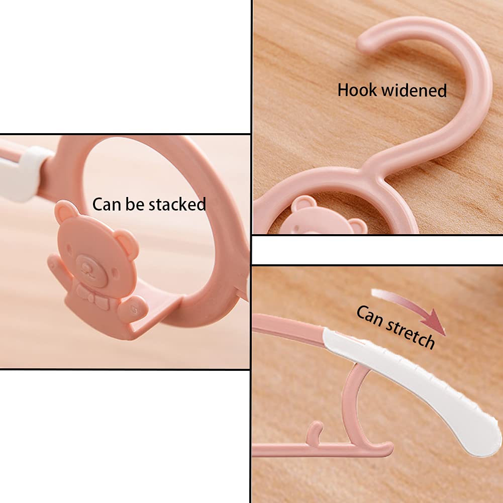 Baby Hangers for Closet  Non-Slip HGYZE 11''-14'' Adjustable Infant Clothes Hanger for Nursery  0-18yrs Plastic Kid Hanger Clothing Organizer  Children Pink Plastic Rack for Newborn Toddler Coat  20pcs