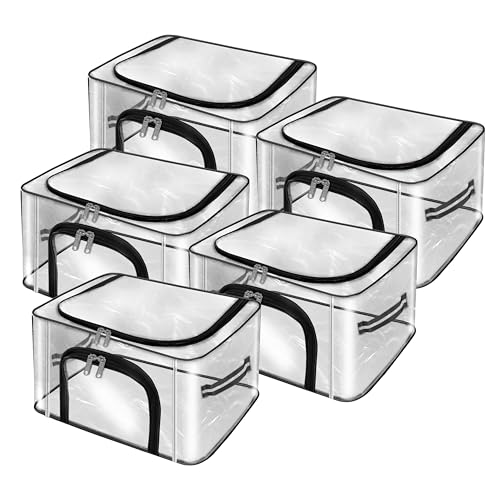 Storite 5 Pack 28 L Transparent Pvc Wardrobe Bag Underbed Moisture Proof Cloth Storage Organizer, Storage Box For Clothes Saree 