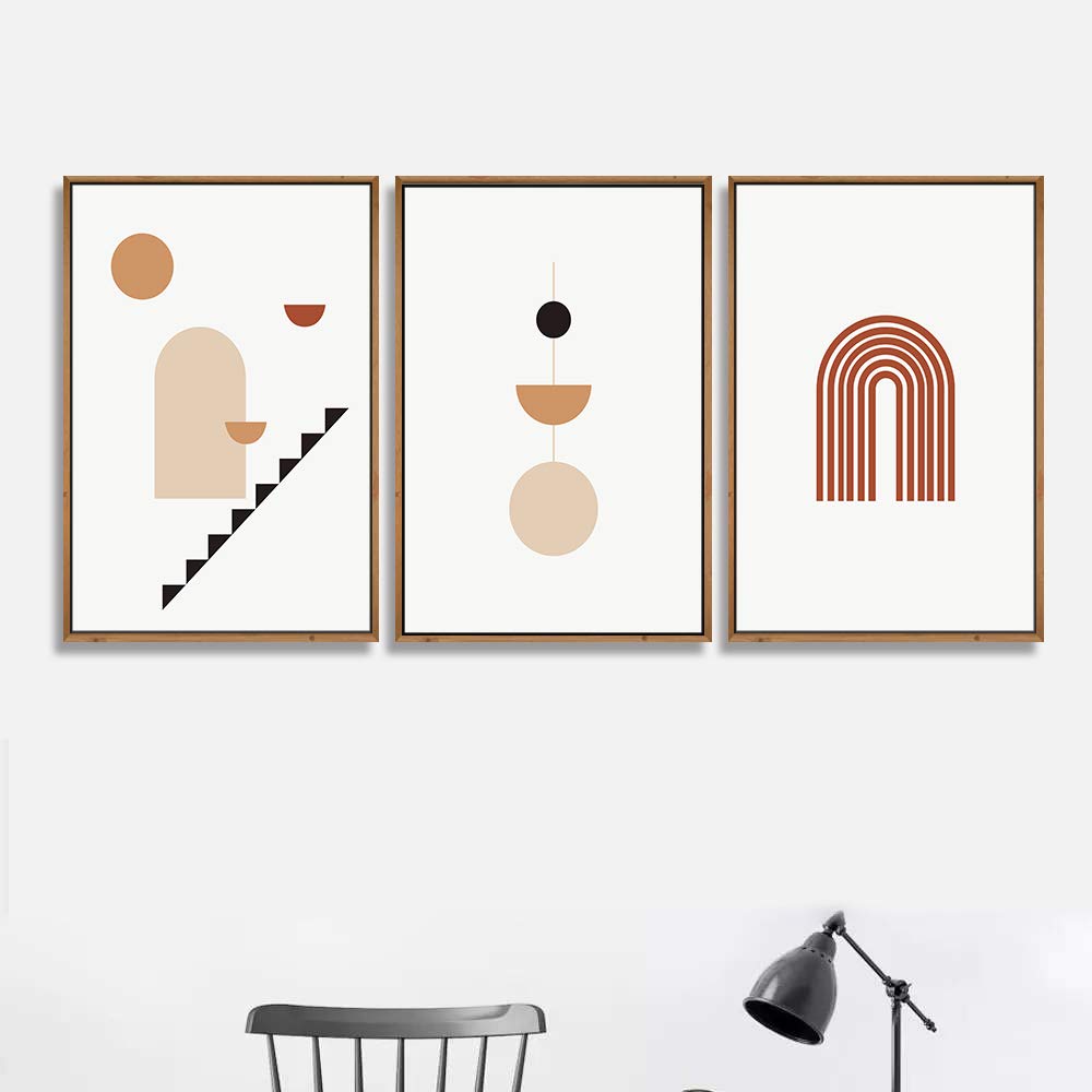 Idea4Wall Framed Wall Art Print Set Mid-Century Negative Space Polygon Variety Abstract Patterns Digital Art Pop Art Bohemian Co