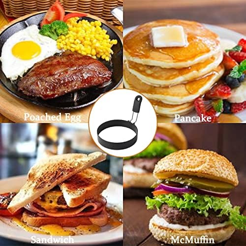 Zeeooil Egg Rings 2 Pack Large 6 Inch Pancake Mold 2 Pack 3.5 Inch Stainless Steel Nonstick Egg Ring, Egg Mold For Frying Eggs (