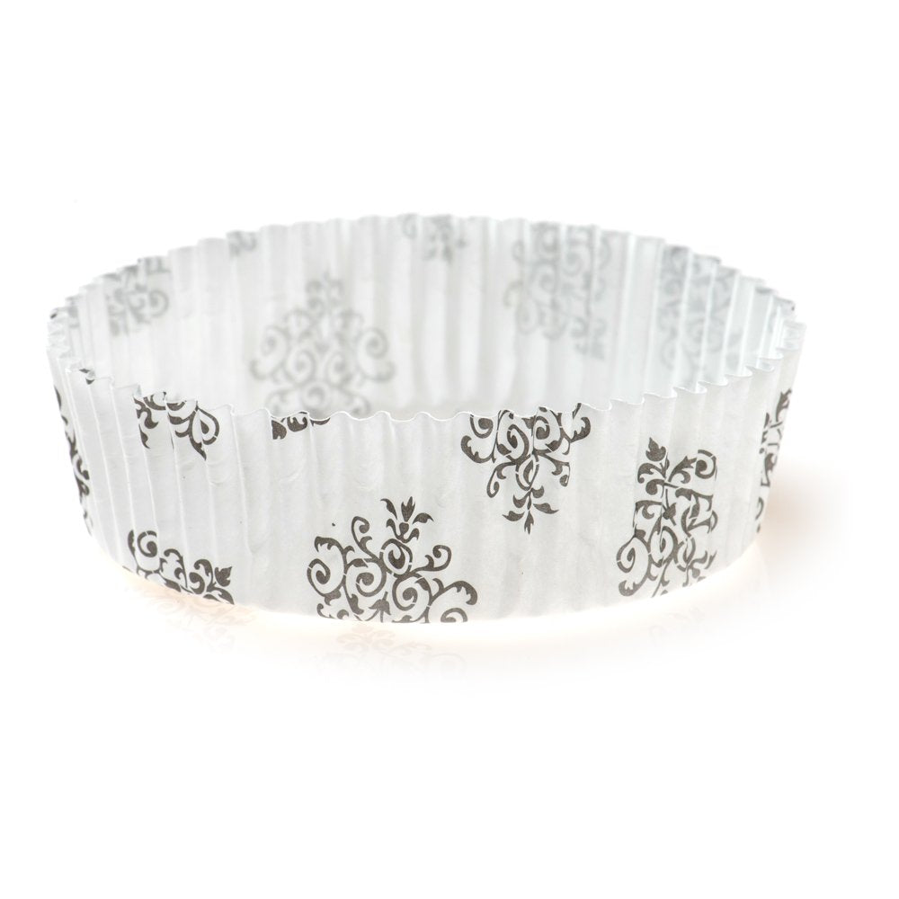 Panificio 4 Ounce Baking Cups, 200 Ridged Cupcake Liners - Oven-Ready, Freezable, Black And White Paper Muffin Cases, Disposable