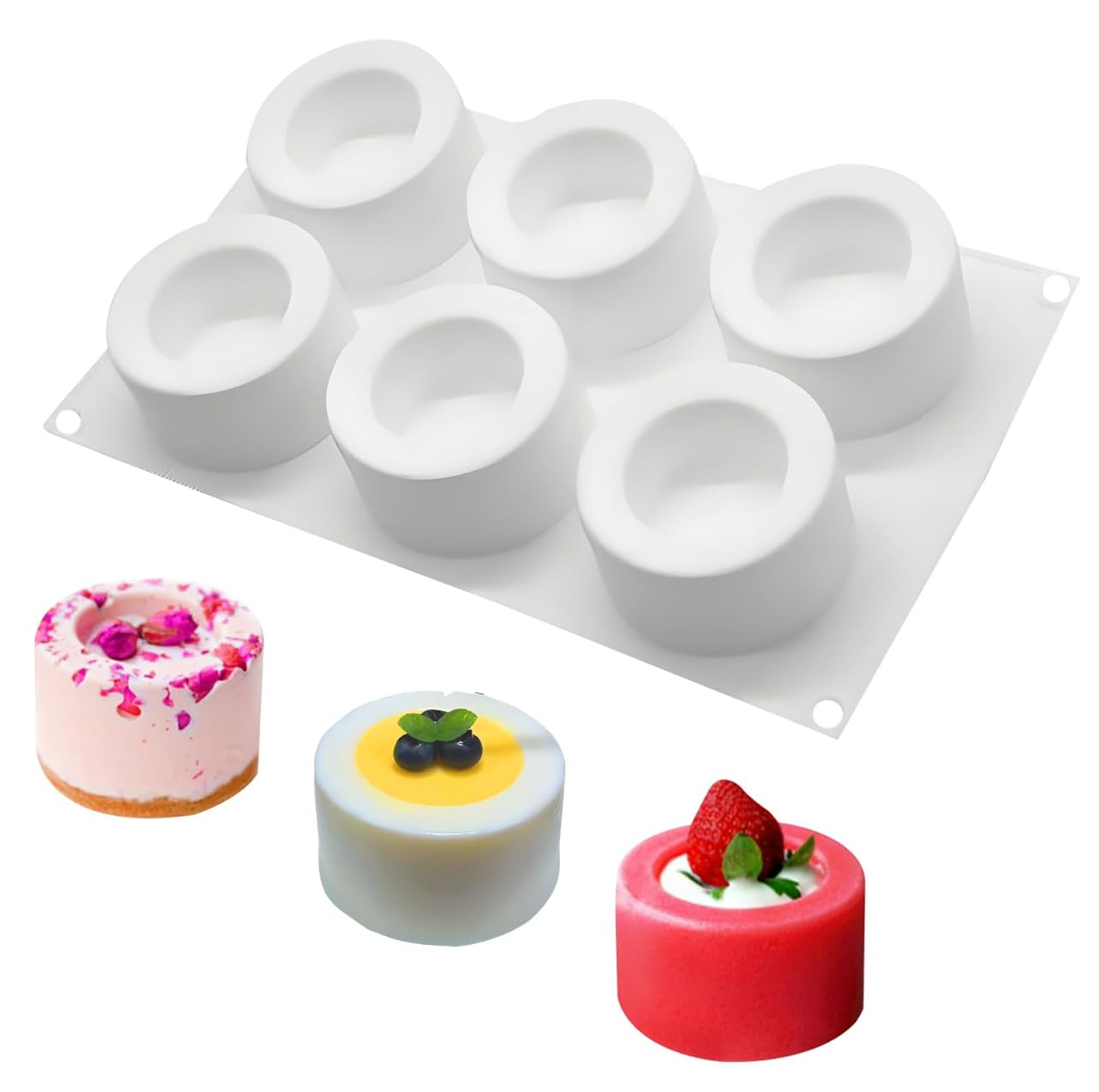 PEAKNOCK 6Cavity Round Silicone Mousse Cake Mould, 29.5x17.3 cm