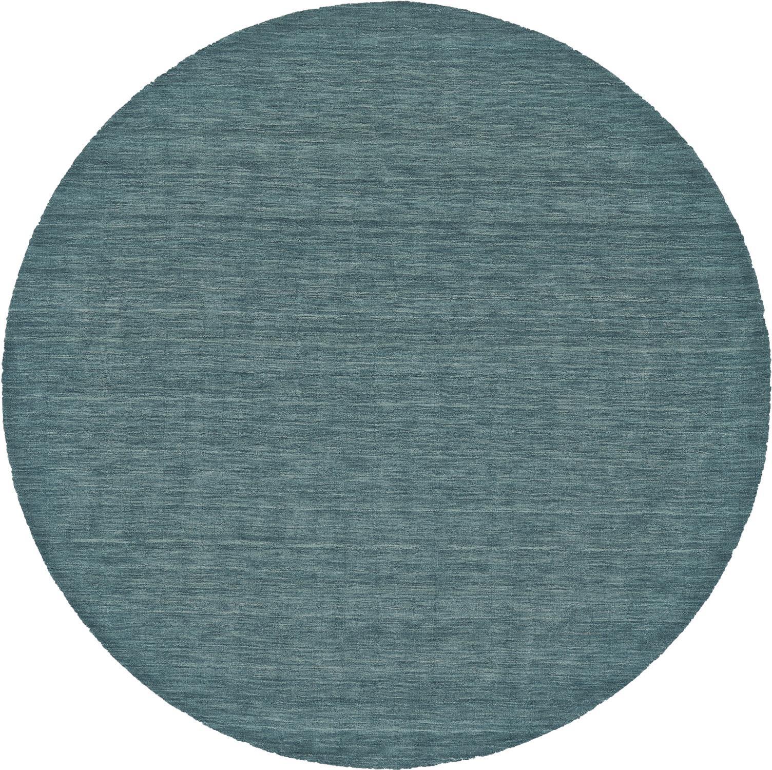 8 Blue And green Round Wool Hand Woven Stain Resistant Area Rug