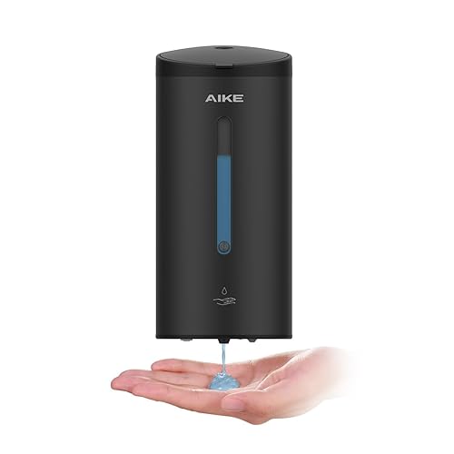 AIKE Wall-Mount Automatic Liquid Soap Dispenser 27oz Large capacity Matte Black Anti-Spots coating Model AK1205