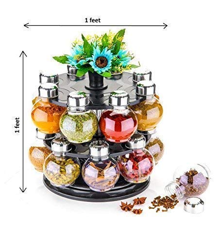 Rubby Multipurpose Plastic Big Revolving Spice Rack 16 In 1 / Masala Rack Set/Condiment Set/Spice Container