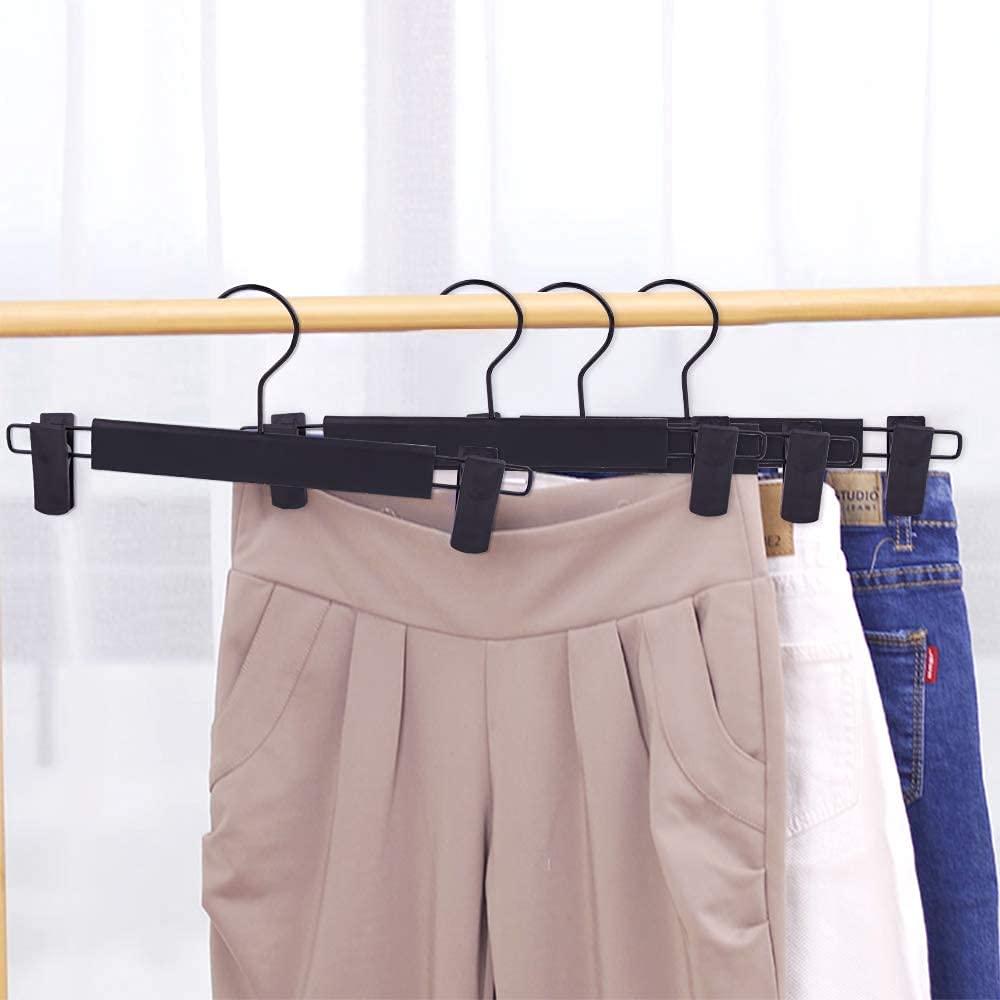 Lamitocs 20 Pack Pants Hangers with Adjustable Anti-Rust Clips for Pants  Skirts  Clothes Hangers Black