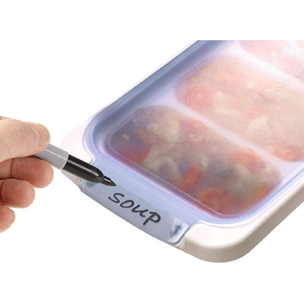 Prepworks Pks-725 Dishwasher Safe 1 Cup 4 Serving Leftover Soup & Food Storage Freezer Pod Tray With Silicone Lid, Blue & White