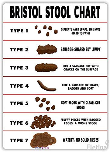 Eletina Bristol Stool Chart Metal Sign Poop Toilet Health Bathroom Indoor and Outdoor Retro Metal Wall Sign 8x12 inches