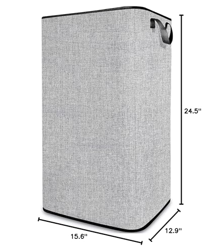 SNIGJAT Large Grey Laundry Hamper, 80L Collapsible Basket with Sturdy Handles for Bedroom and College Dorm