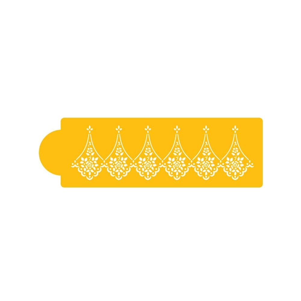 Designer Stencils C761 Alencon Lace Cake Stencil Companion, Beige/Semi-Transparent, 3.85 X 10''