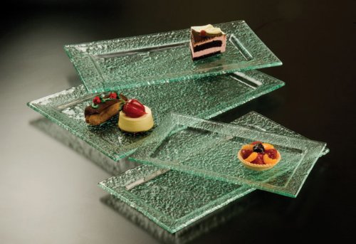 American Metalcraft Bg189 9'' X 18'' Rimmed Bubble Glass Platter