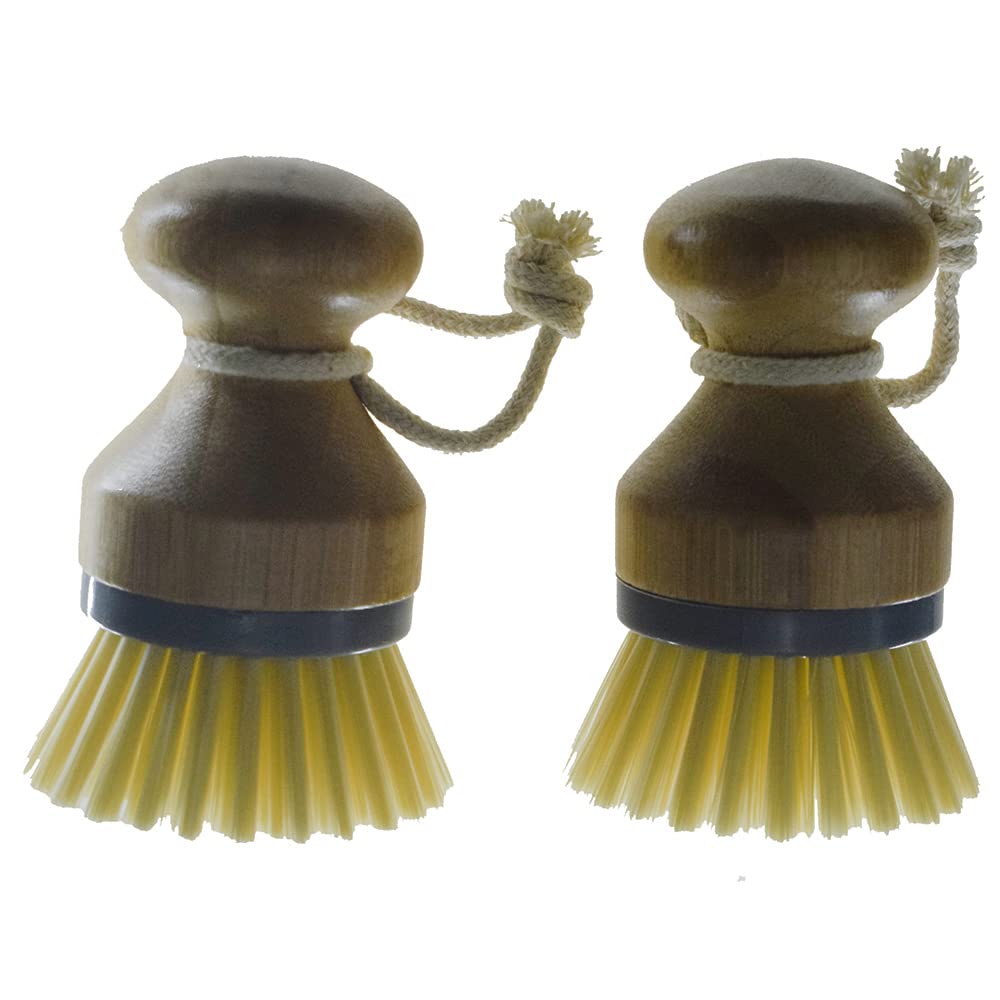Rangale (Pack Of 2) Kitchen Dish Scrub Brush For Dishes Pots Pans Kitchen Sink Cleaning Brushes, Bamboo Palm Brush