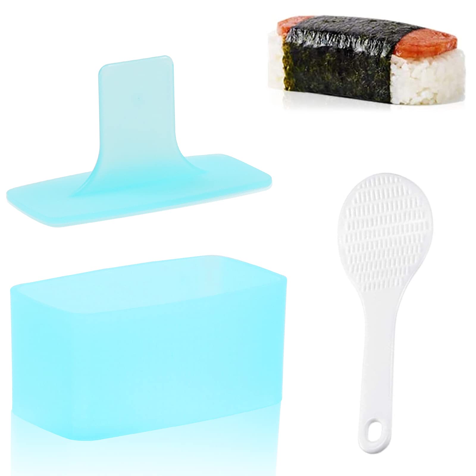 Dimvka Non Stick Musubi Maker Press, Onigiri Sushi Rice Mold, Musubi Luncheon Meat Maker Mold With Small Rice Paddle (1 Pack)
