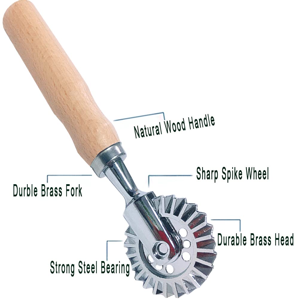 Mtomdy Pastry Wheel Cutter,Pastry And Pasta Cutter Wheel,For Ravioli, Pasta, Dumplings Lasagna, Pierogi - 6.7'' Diameter