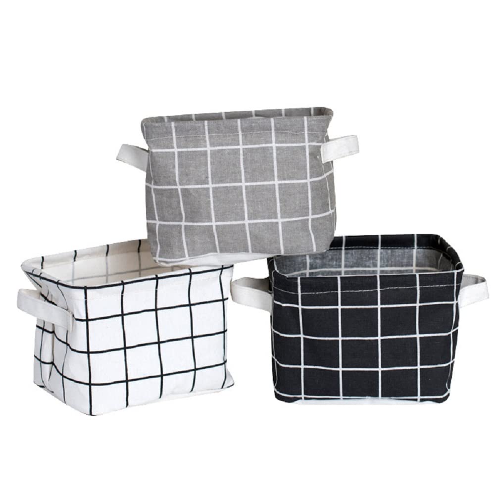 Shuiniba Stylish Storage Basket Cotton And Linen Fabric Mini Storage Cubes Nursery Storage Baskets With Handles For Shelves & De