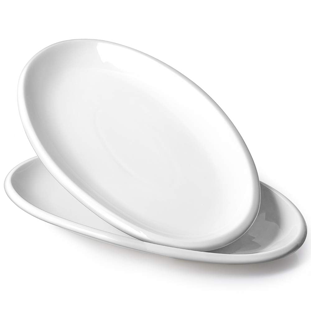 Dowan 14'' White Serving Platters For Entertaining, Oval Serving Plates, Party Serving Trays And Platters Oven Safe, Porcelain D