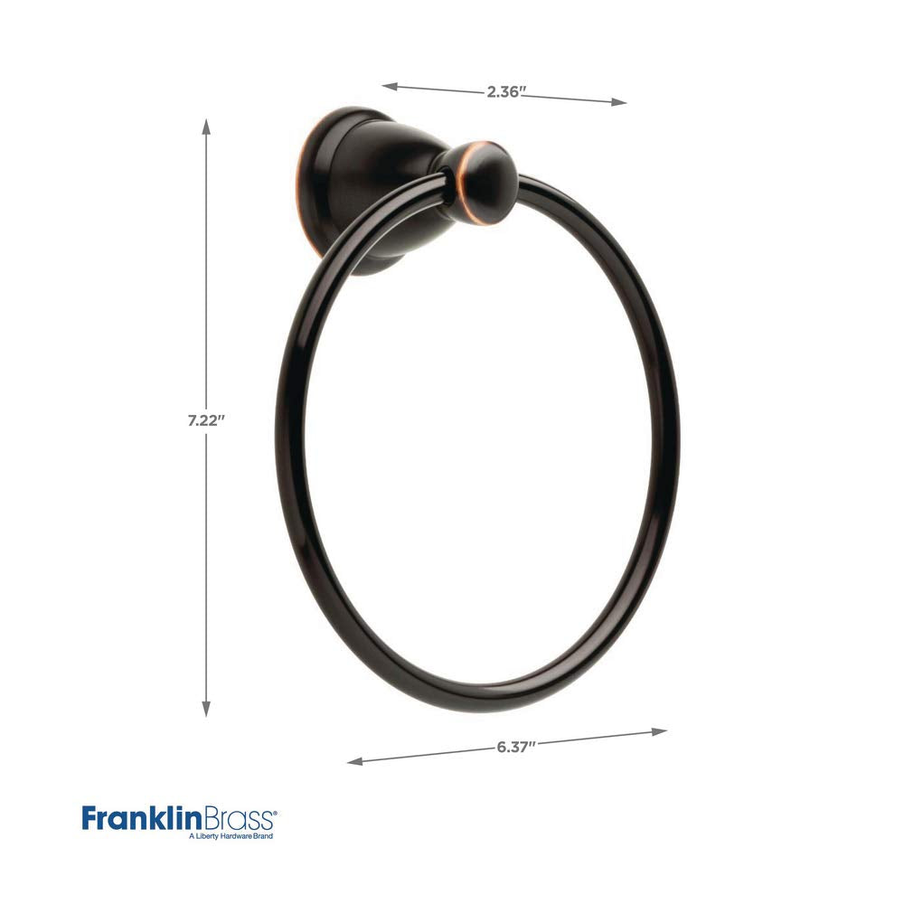 Franklin Brass Kinla 3-Piece Bathroom Set, Oil Rubbed Bronze, Brass - 24" Towel Bar, Toilet Paper Holder, Ring (Model: KIN3PC-ORB)