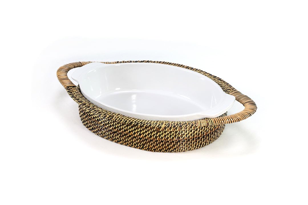 Oval Medium Casserole Basket with Stoneware Roaster