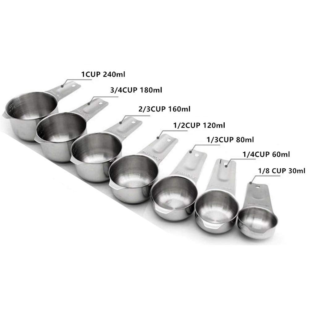 Measuring Cups,Stainless Steel Measuring Cup Food Grade Measuring Cup For Kitchen Cooking And Baking (Set Of 7)